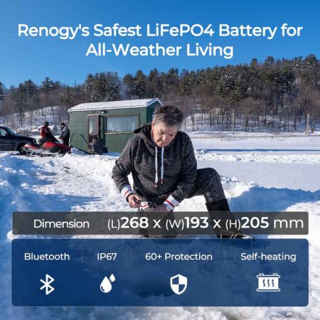 12V 100Ah Pro Deep Cycle Lithium Iron Phosphate Battery w/Bluetooth & Self-heating Function