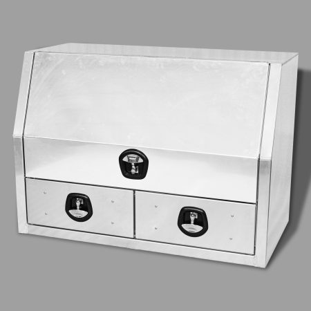 White Flat Plate Half Open with 2 Drawers Toolbox