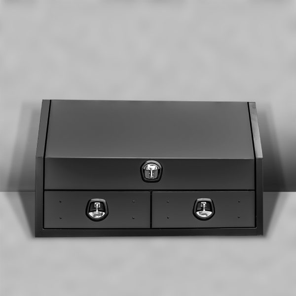 Black Flat Plate Half Open with 2 Drawers Toolbox