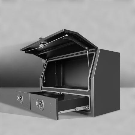 Black Flat Plate Half Open with 2 Drawers Toolbox
