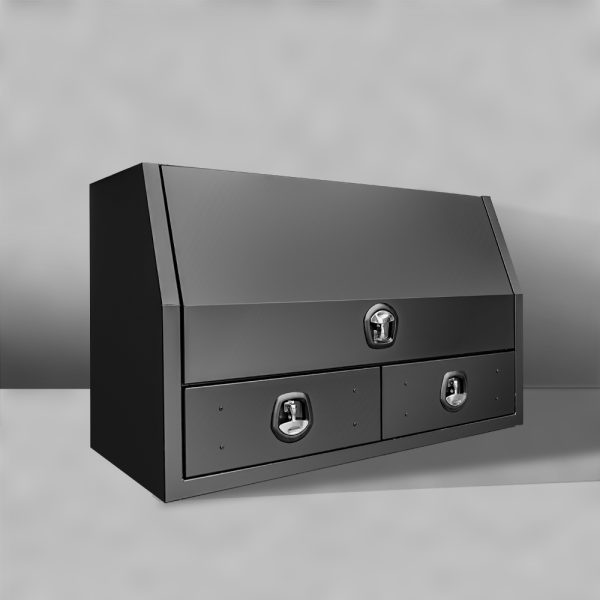 Black Flat Plate Half Open with 2 Drawers Toolbox