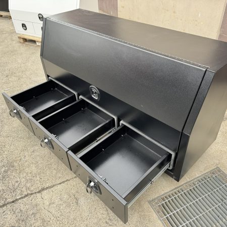 Black Flat Plate Half Open with 3 Drawers Toolbox