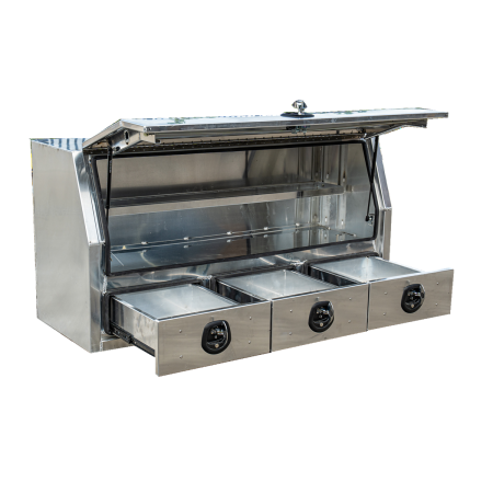 Raw Flat Plate Half Open with 3 Drawers Toolbox