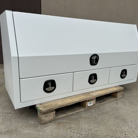 White Flat Plate Half Open with 3 Drawers Toolbox