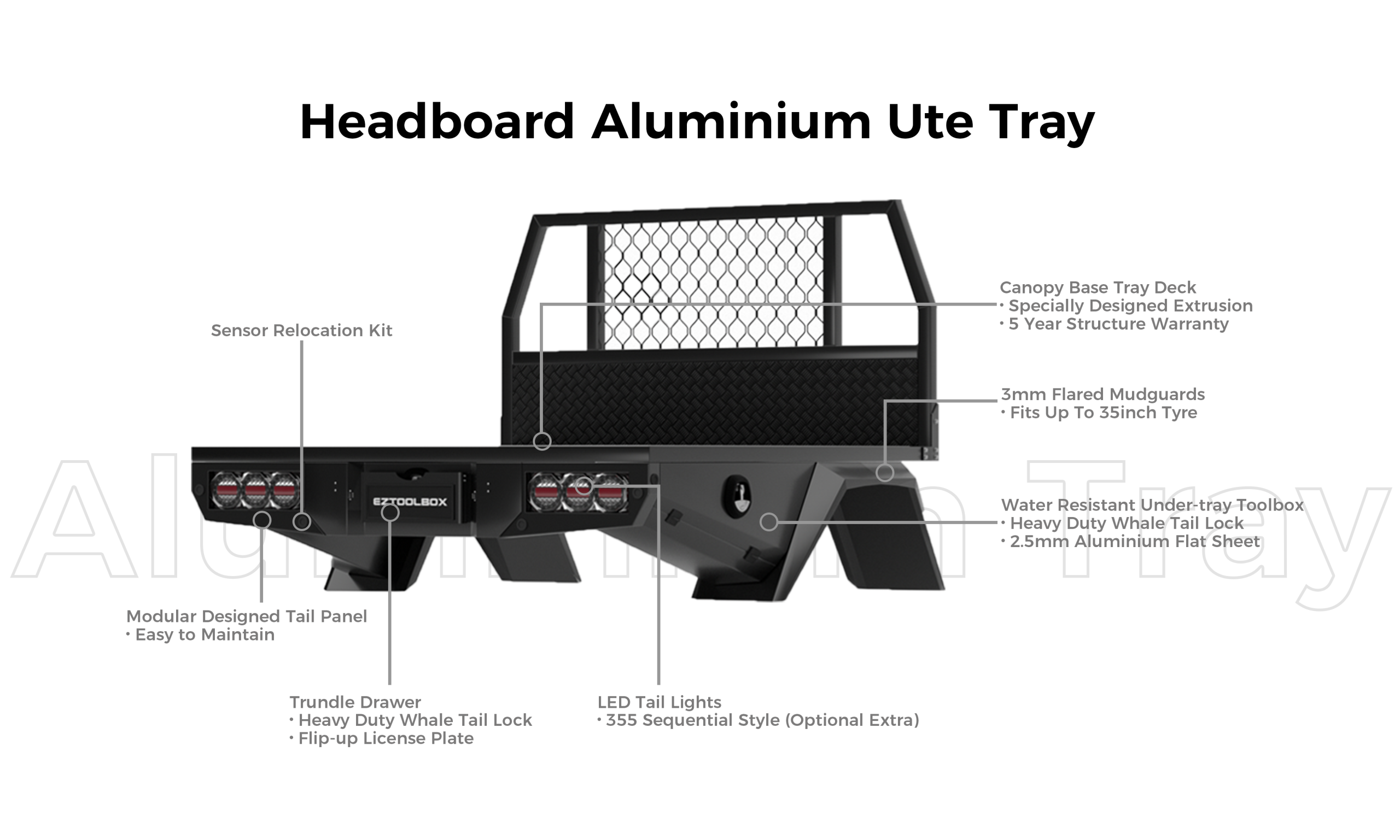 Headboard Aluminium Ute Tray 3 Aluminium Tray