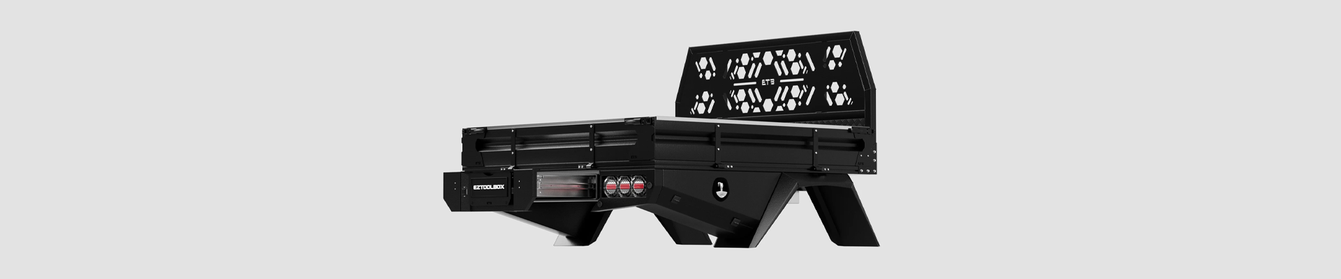 Black Full Set Aluminium Tray 1850mm with Trundle Drawer 3 Aluminium Tray