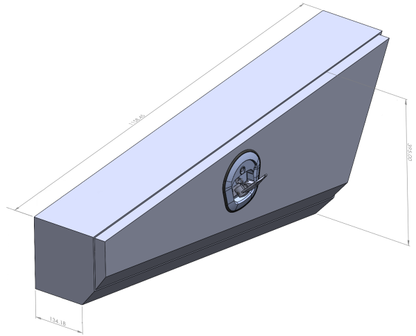 Black 1158mm Double Tapered Ute Under Tray Toolboxes