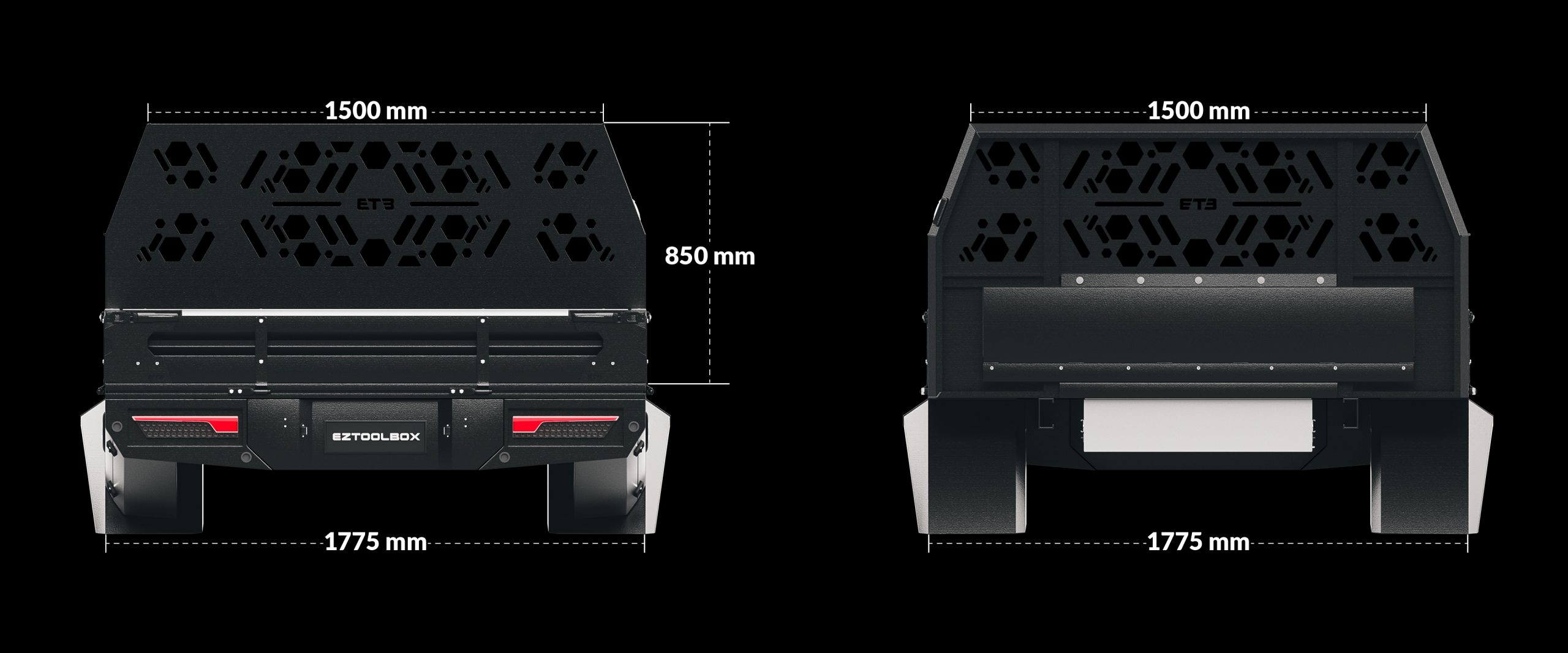Black Full Set Xceed Tray 2400mm 14 Dimension