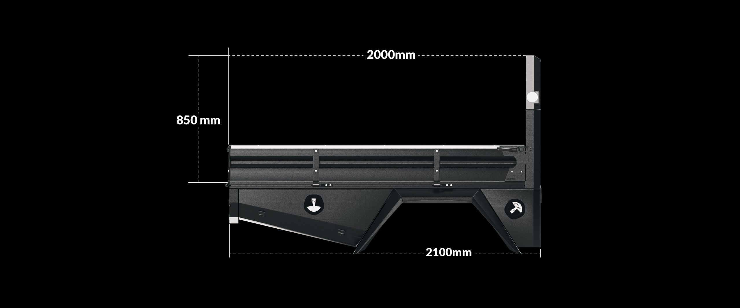 Black Full Set Xceed Tray 2400mm 12 Extra Cab